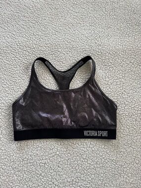 Victoria's Secret Metallic Black Racerback Sports Bra